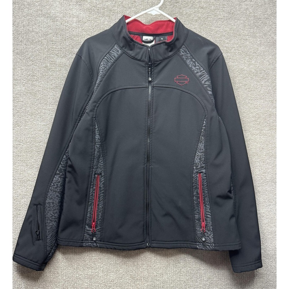 Harley-Davidson Jacket Womens XL Black Softshell Fleece Lined 97493-12VW
